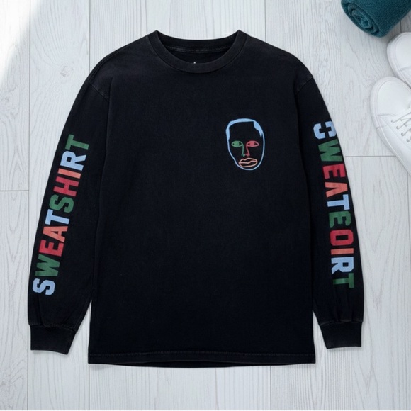 EARL SWEATSHIRT Men’s Black Long Sleeve Multicolor Graphic Tee - Picture 2 of 11